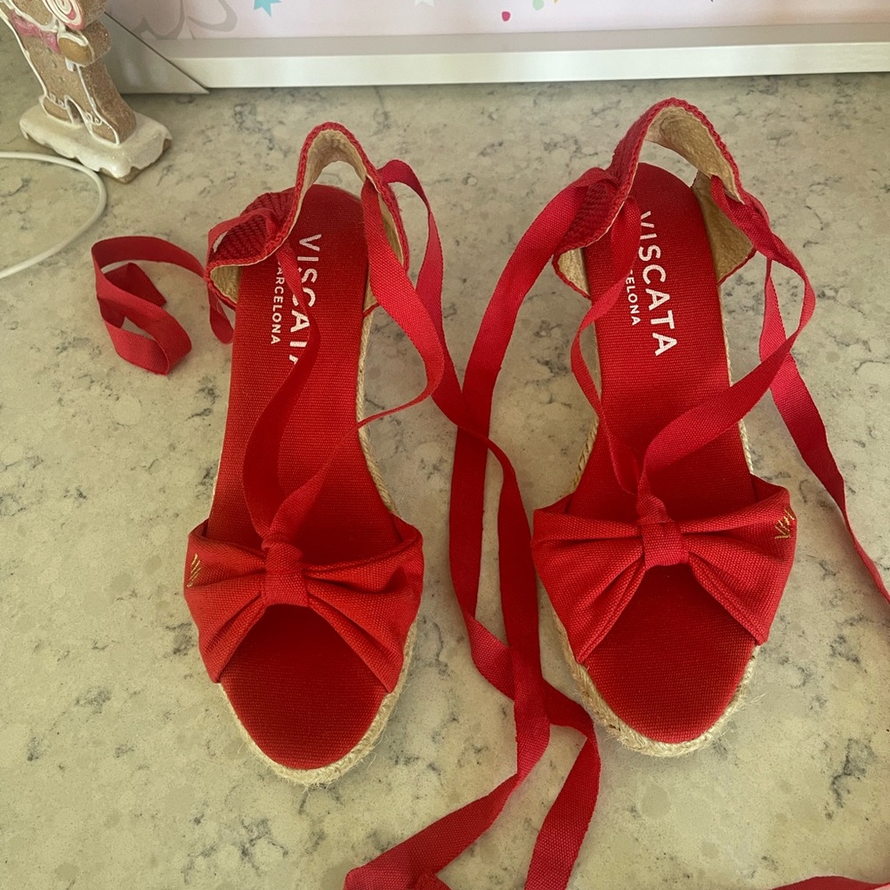Red Espadrille Wedges Viscata Barcelona 39